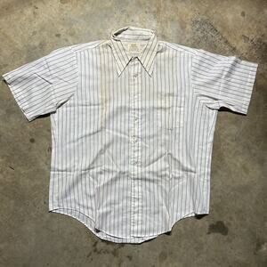 Vintage 60s Arrow Striped Short Sleeve Button Up Shirt